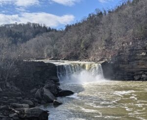 The massive waterfall in Southeastern Kentucky known as Cumberland Falls. 